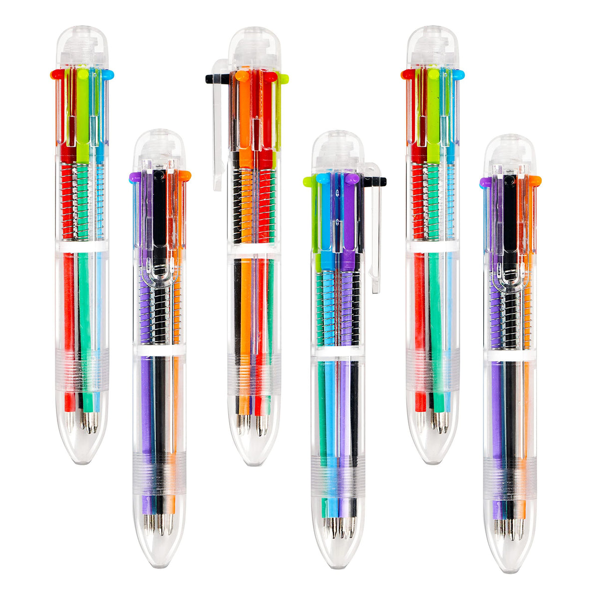20pcs Multicolor Ballpoint Pens 6 Color in One, 0.5mm Retractable Ballpoint Rainbow Pens Color Pens for Office School Supplies