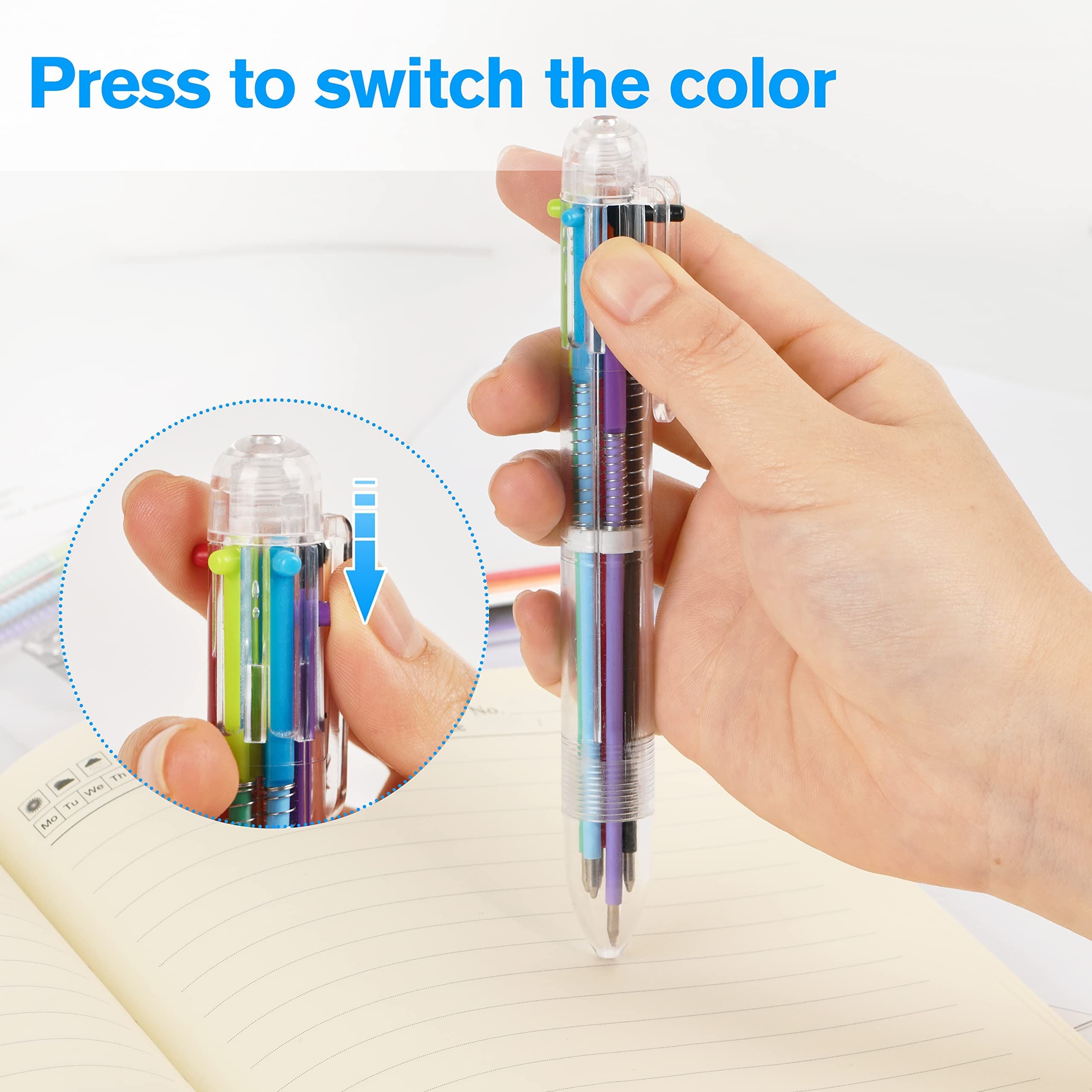 20pcs Multicolor Ballpoint Pens 6 Color in One, 0.5mm Retractable Ballpoint Rainbow Pens Color Pens for Office School Supplies
