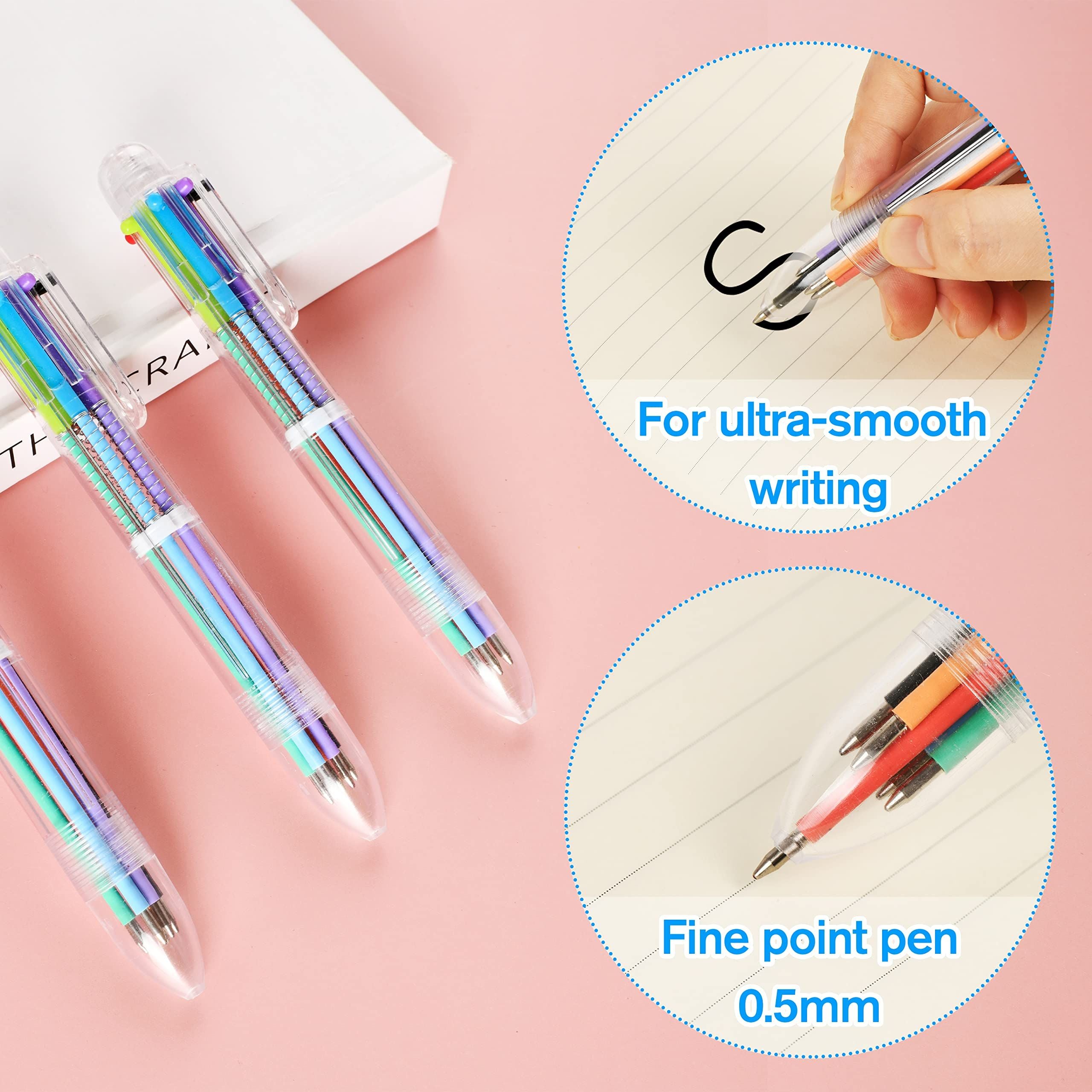 20pcs Multicolor Ballpoint Pens 6 Color in One, 0.5mm Retractable Ballpoint Rainbow Pens Color Pens for Office School Supplies