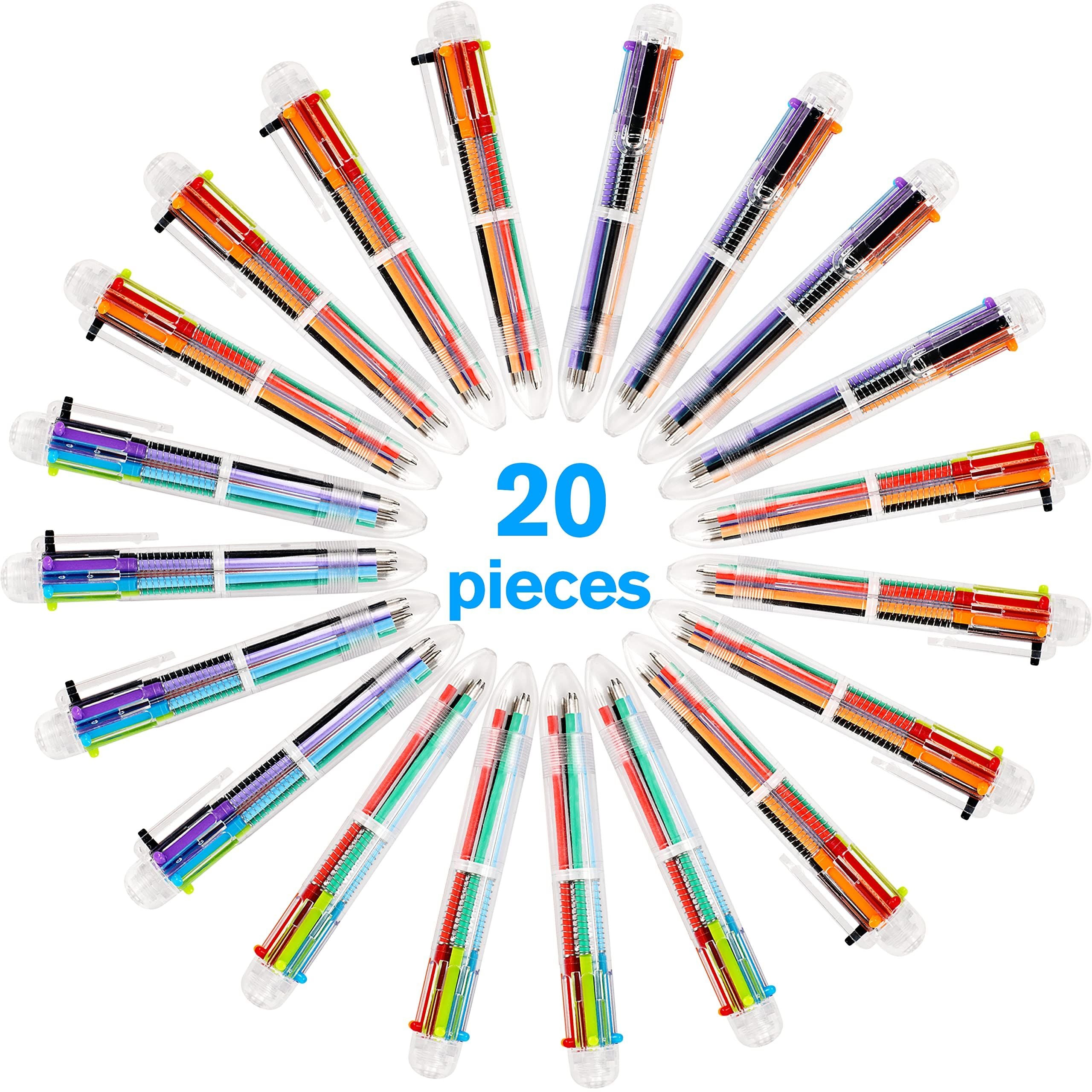 20pcs Multicolor Ballpoint Pens 6 Color in One, 0.5mm Retractable Ballpoint Rainbow Pens Color Pens for Office School Supplies