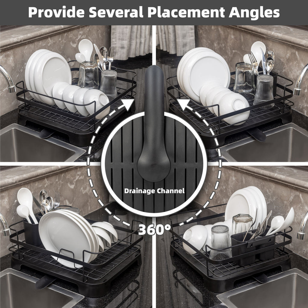 Steel Frame Dish Drying Rack Durable Steel Frame, Removable Utensil Holder, Compact Size for Small Kitchens & Apartments