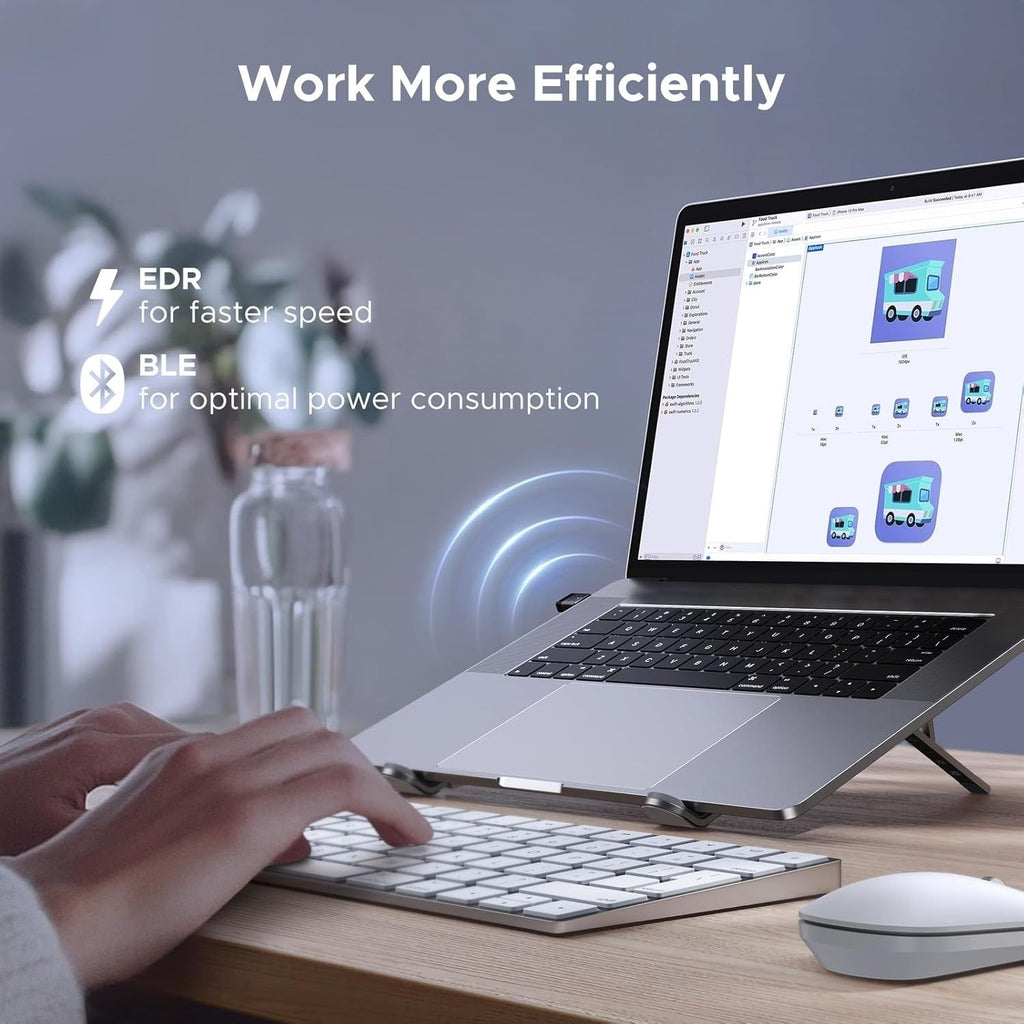 UGREEN 75073 Bluetooth 6.0 USB Dongle Adapter 20m Range, 5 Device Connection, Plug & Play for PC/Laptop