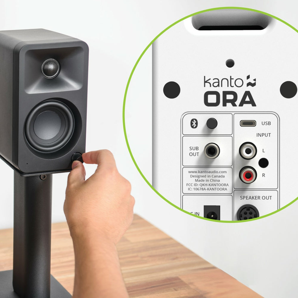 Kanto ORA 100W Powered Reference Desktop Computer Speakers with Bluetooth 5.0 White