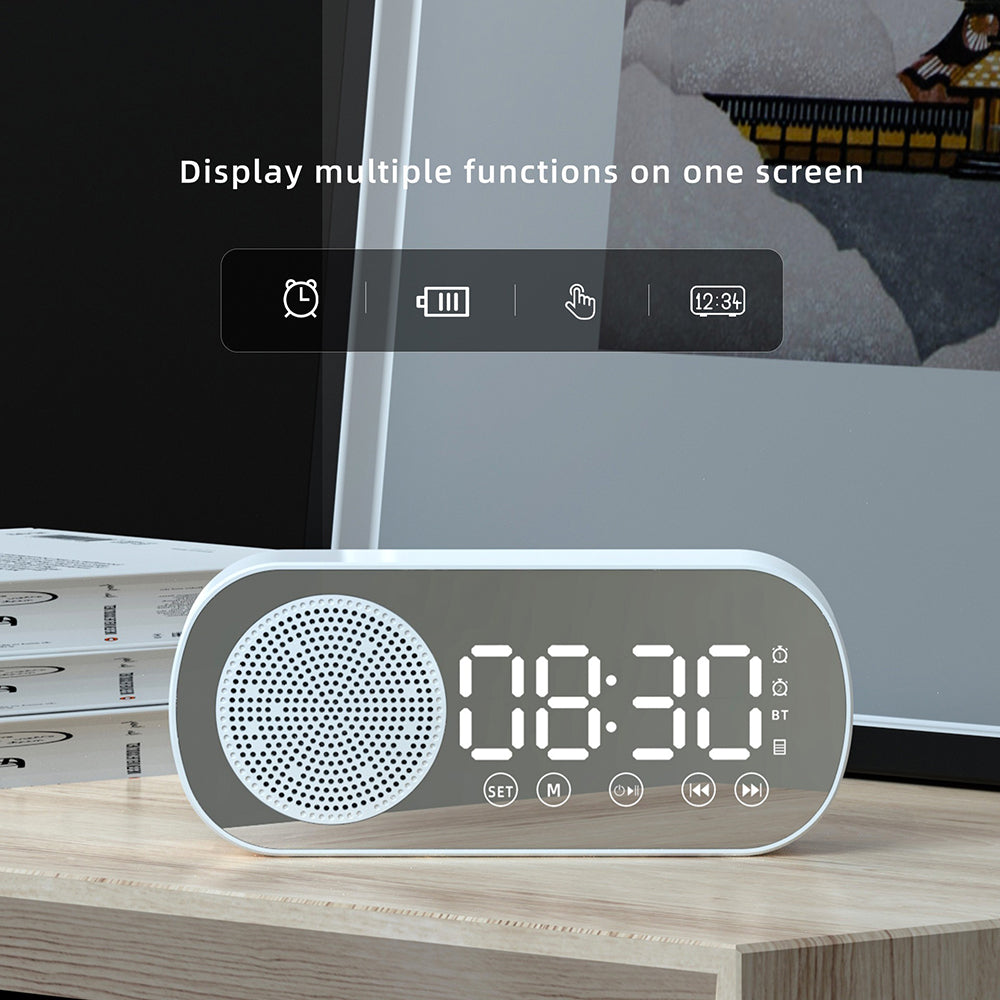 Wireless Bluetooth Speaker Alarm Clock Music Radio Player Timer Hands-Free Calling (Pink)