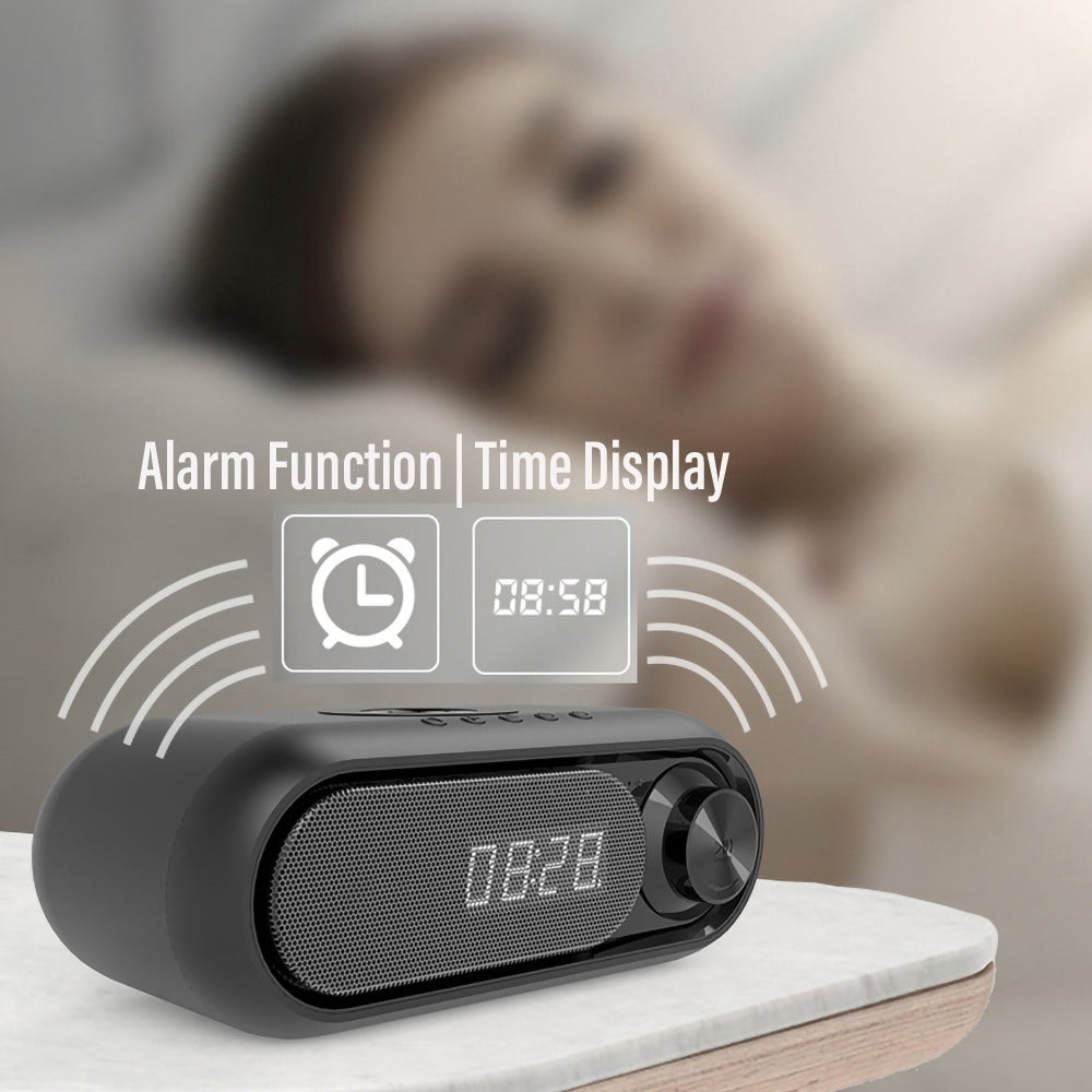 Bluetooth Speaker with 15W Wireless Charger Digital Alarm Clocks FM Radio Music Player (White)