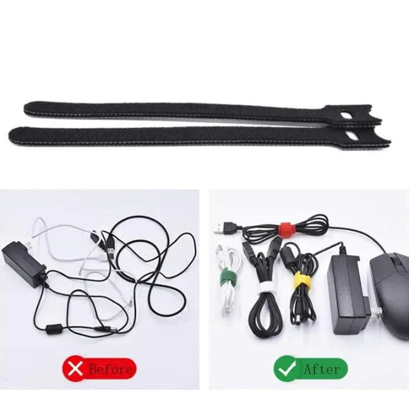 10/20/50PCS Reusable Hook and Loop Cable Ties Nylon Wire Cord Strap Organizer - 250 mm* 20 PCS