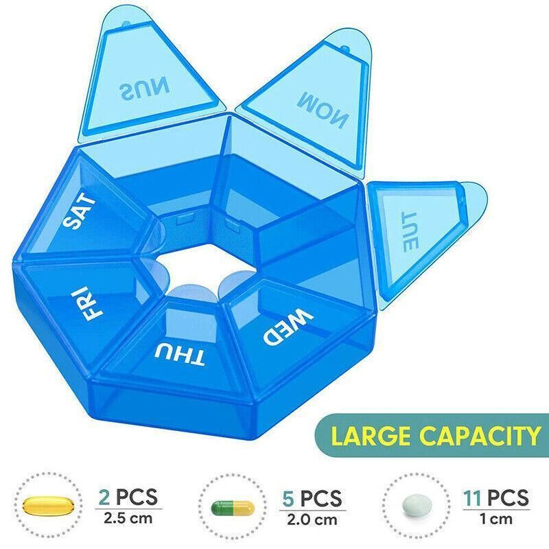 Weekly Pill Organiser 7 Day Medicine Box Tablet Case Dispenser 2 Pack - Red