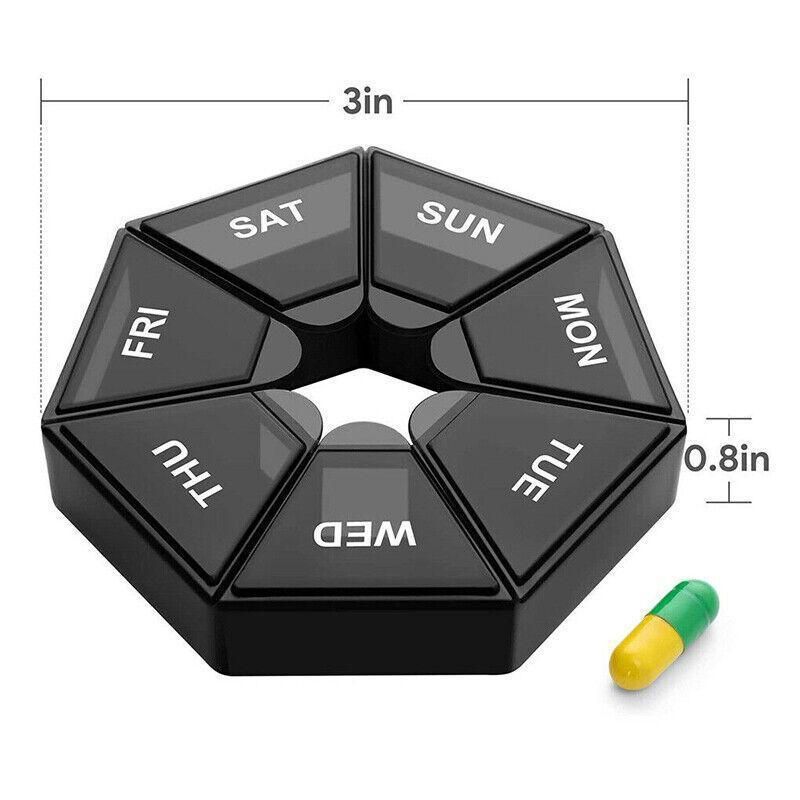 Weekly Pill Organiser 7 Day Medicine Box Tablet Case Dispenser 2 Pack - Army Green