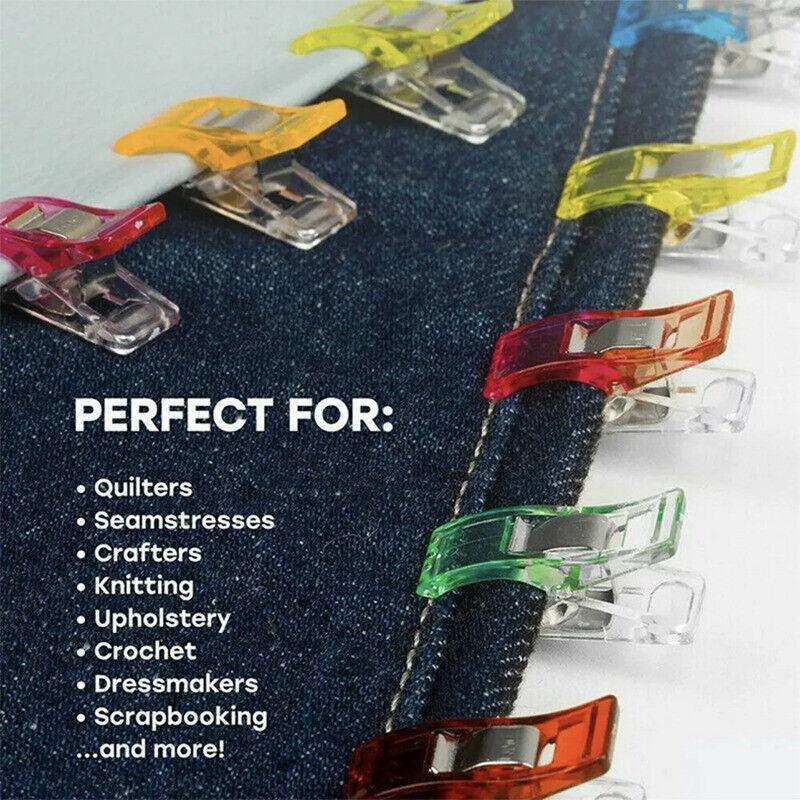 50Pcs Sewing Quilting Clips Wonder Craft Fabric Clamp DIY Colourful or Clear Option - Clear
