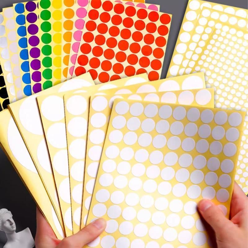 8/13/25/50mm Sticker Dots Adhesive Round Labels Circular Scrapbooking Light Green - 50mm 8 Dots - 5 Sheets