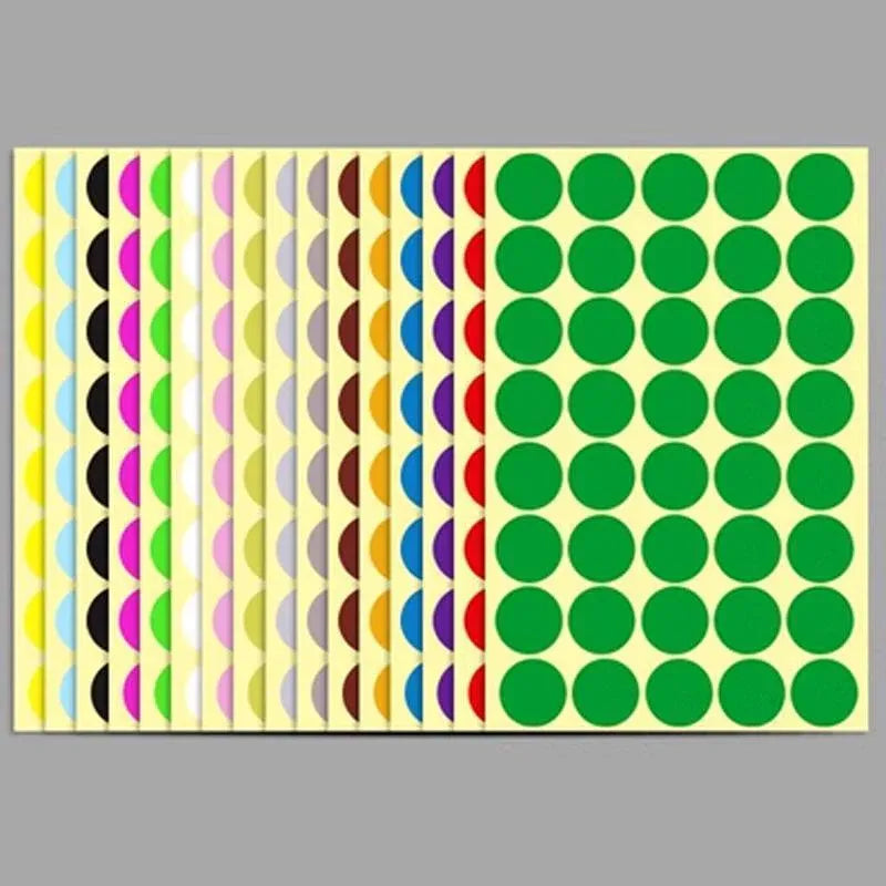 8/13/25/50mm Sticker Dots Adhesive Round Labels Circular Scrapbooking Light Green - 50mm 8 Dots - 5 Sheets