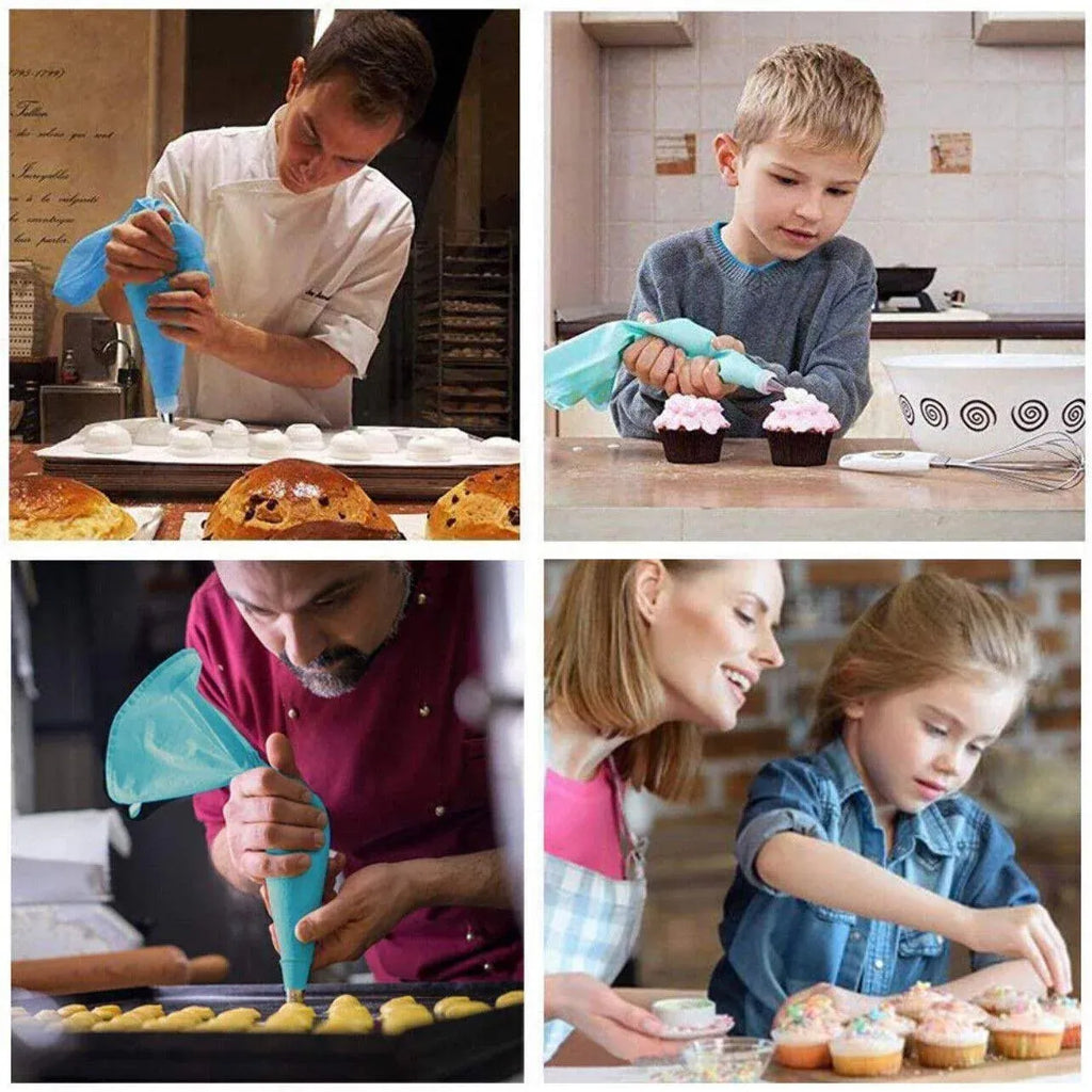2/4PCS Reusable Silicone Pastry Bag DIY Icing Bags Cream Cake Decorating - 2 PCS(20 inch *2)