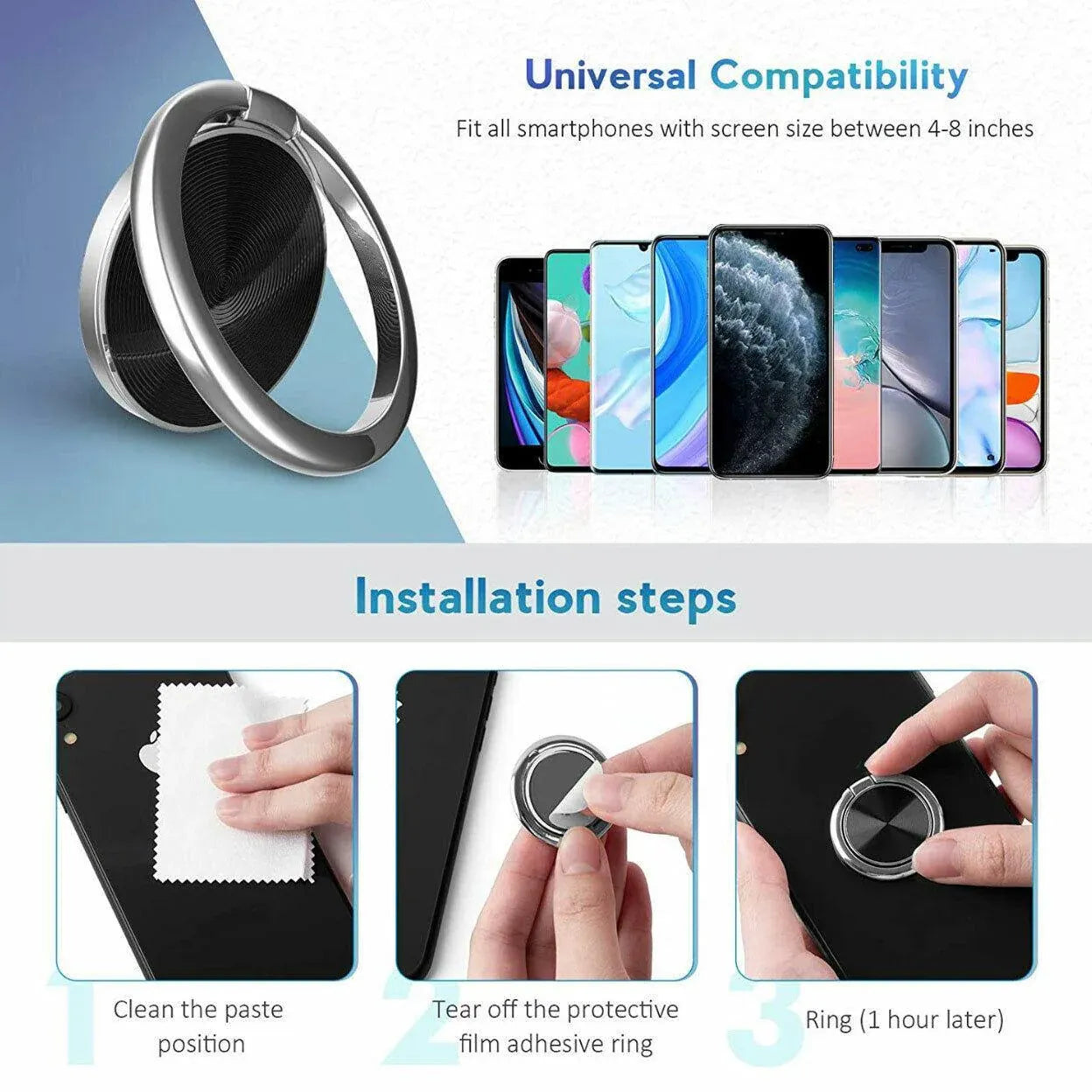 Iring Phone Ring Finger Holder Stand Car Mount Hook For Iphone Ipad Mobile Grip - A8- Purple