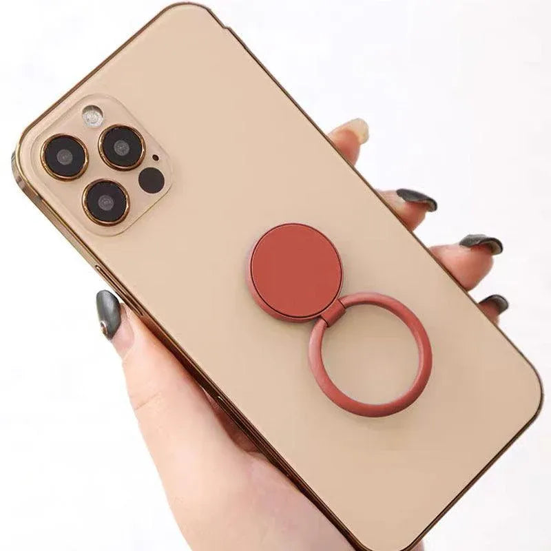 Phone Ring Bracket 360 Degree Rotation Solid Colour Mobile Holder Grip Stand - Red