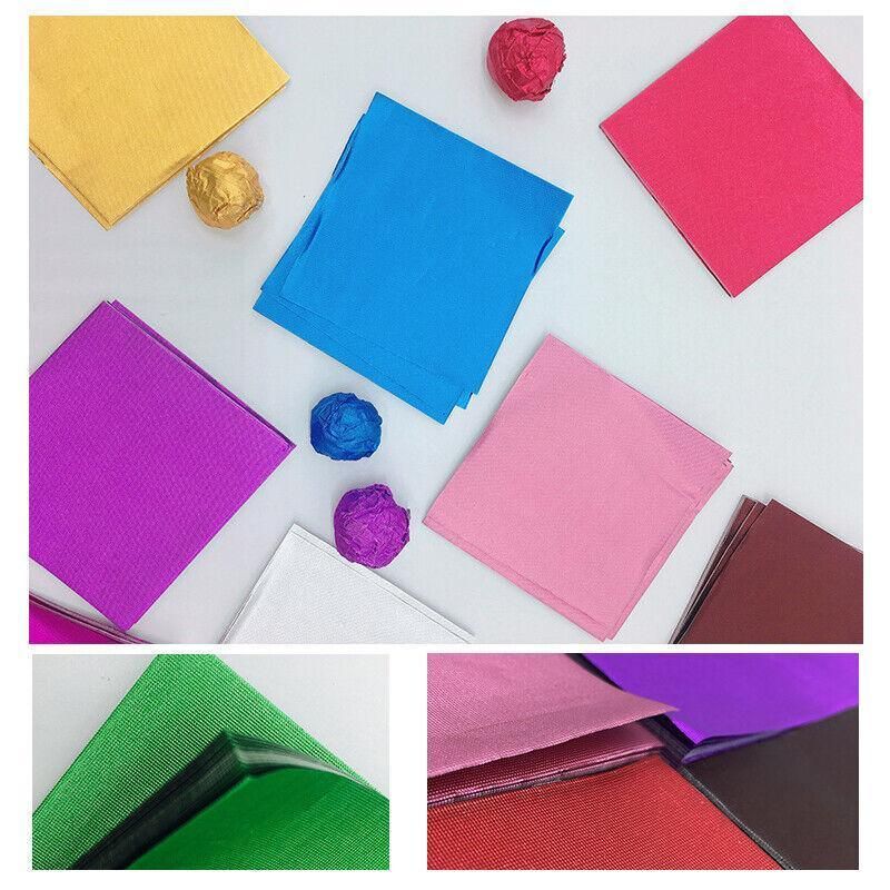 100Pcs Aluminium Foil Chocolate Wrappers 20cm Squares - Purple/Gloss