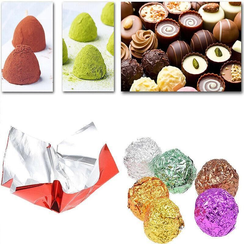 100Pcs Aluminium Foil Chocolate Wrappers 20cm Squares - Red/Embossed
