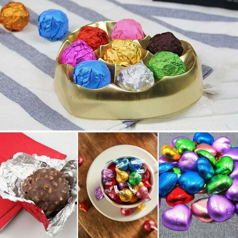 100Pcs Aluminium Foil Chocolate Wrappers 20cm Squares - Green/Embossed