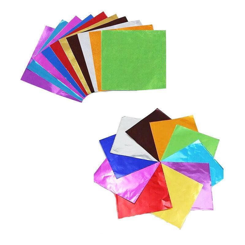 100Pcs Aluminium Foil Chocolate Wrappers 20cm Squares - Brown/Embossed
