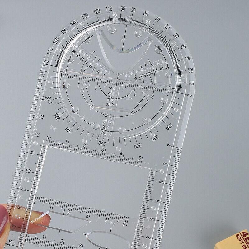 Multifunctional Geometric Ruler Student Mathematics Drawing Tools School Office - Blue-Senior High School