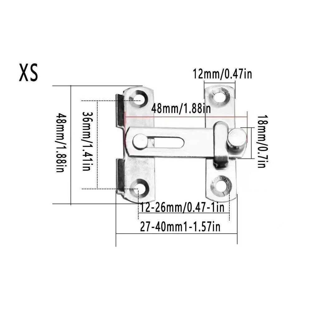 2 Sets 90 Degree Sliding Door Latch Lock Catch Kit for Home Use - Right-Angle-Silver-L