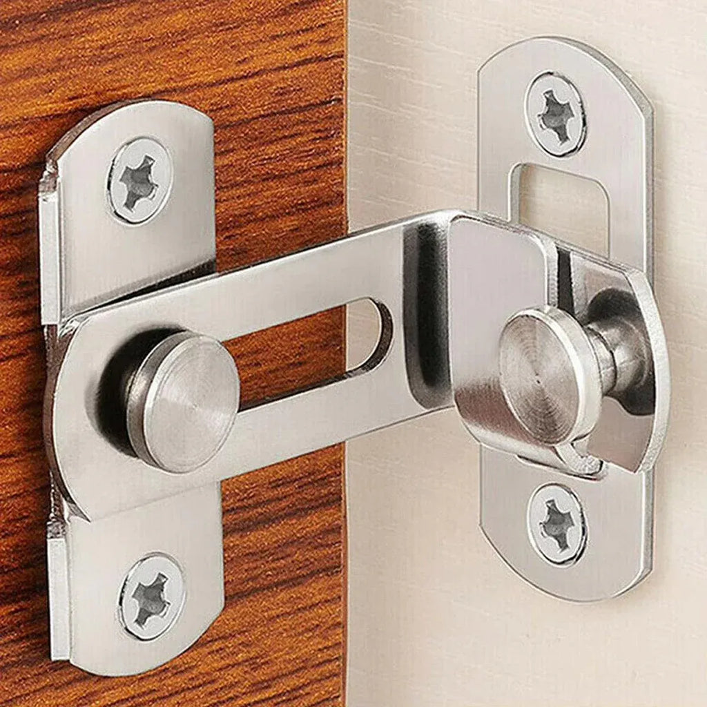 2 Sets 90 Degree Sliding Door Latch Lock Catch Kit for Home Use - Right-Angle-Silver-L