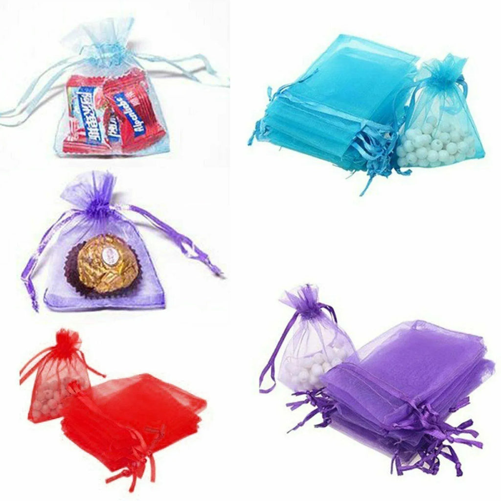 50PCS Organza Bag Sheer Bags Jewellery Wedding Candy Packaging Sheer Bags 10*15 cm - Lake Blue/50PCS