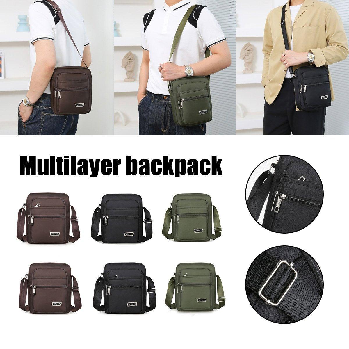 Mens Crossbody Shoulder Bag Travel Messenger Bag Casual Handbag for Boys and Men - Green-6 zippers
