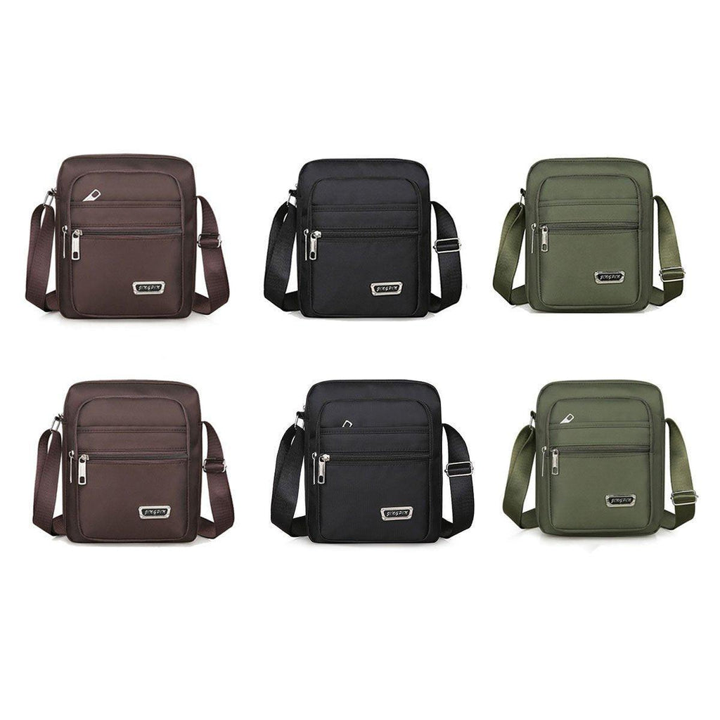 Mens Crossbody Shoulder Bag Travel Messenger Bag Casual Handbag for Boys and Men - Green-6 zippers