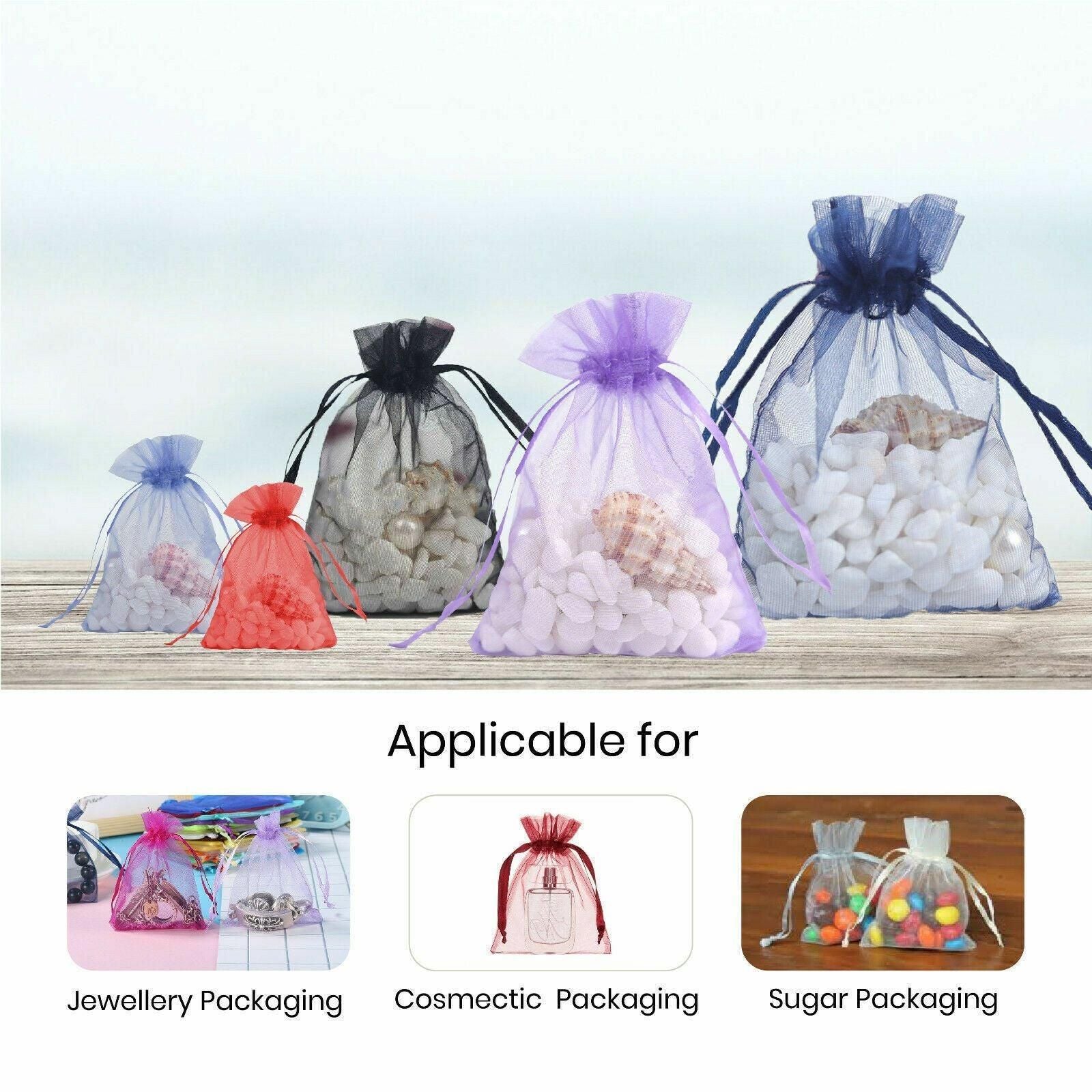 50 pcs Organza Bag Sheer Bags Jewellery Wedding Candy Packaging Sheer Bags 7*9 cm - Dark Purple/50PCS