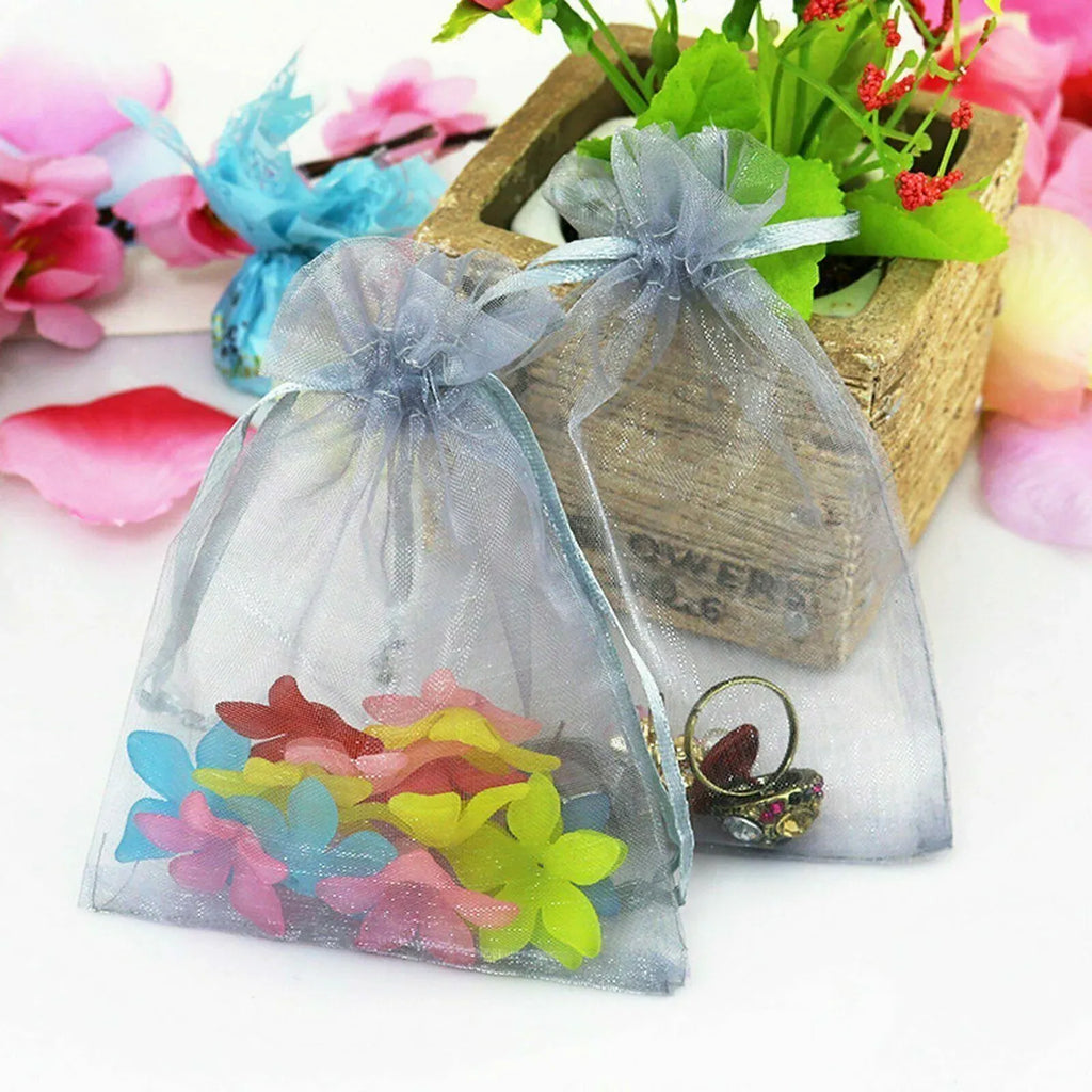 50 pcs Organza Bag Sheer Bags Jewellery Wedding Candy Packaging Sheer Bags 7*9 cm - Dark Purple/50PCS
