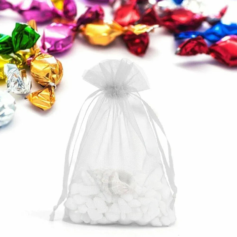 50 pcs Organza Bag Sheer Bags Jewellery Wedding Candy Packaging Sheer Bags 7*9 cm - Light Blue/50PCS