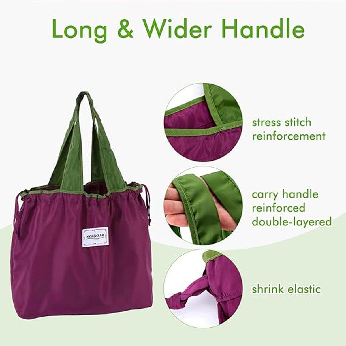 Ultra-Light Foldable Large Capacity Portable Shopping Bag with Drawstring Mouth - Fluorescent Green - S