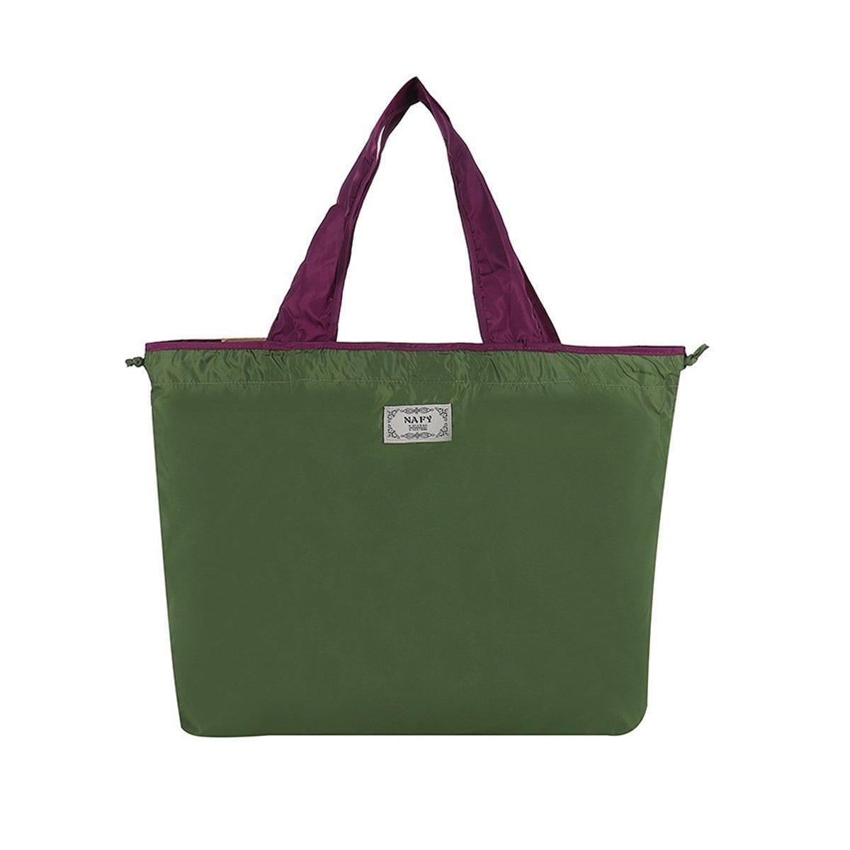 Ultra-Light Foldable Large Capacity Portable Shopping Bag with Drawstring Mouth - Fluorescent Green - S