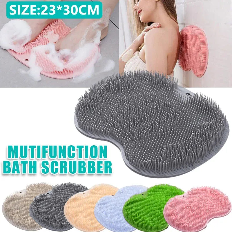 Foot Back Body Scrubber Massager Pad Shower Bath Exfoliating Brush Cleaning Mat - Dark Grey