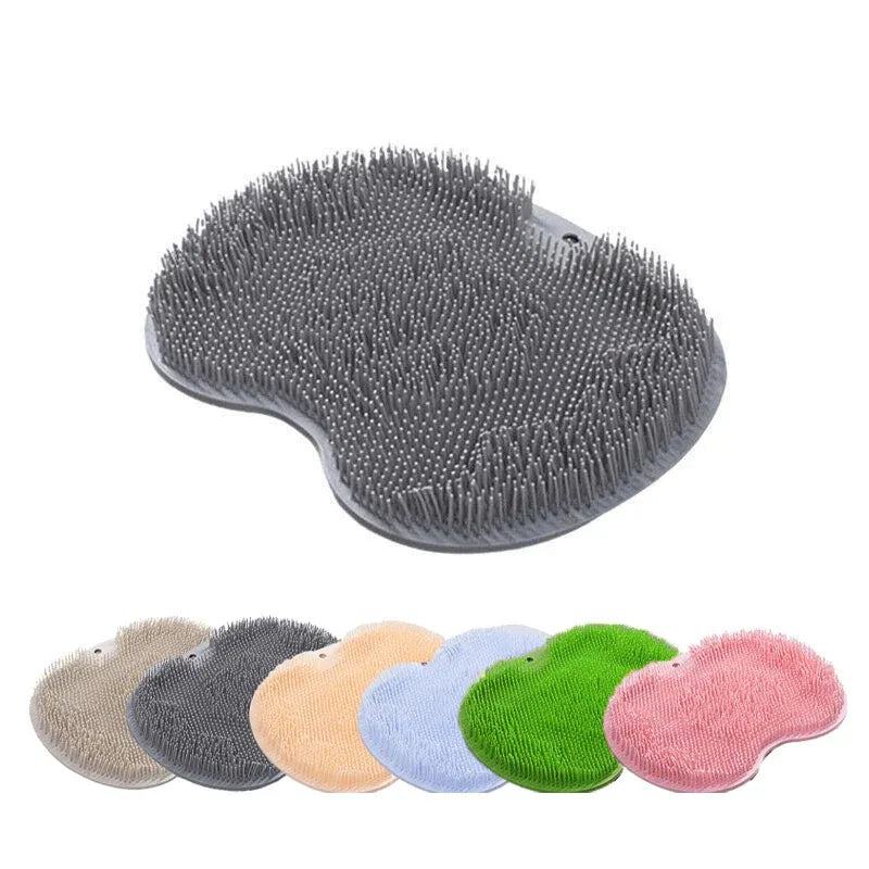 Foot Back Body Scrubber Massager Pad Shower Bath Exfoliating Brush Cleaning Mat - Dark Grey