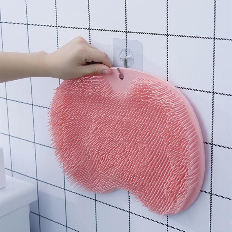 Foot Back Body Scrubber Massager Pad Shower Bath Exfoliating Brush Cleaning Mat - Dark Grey