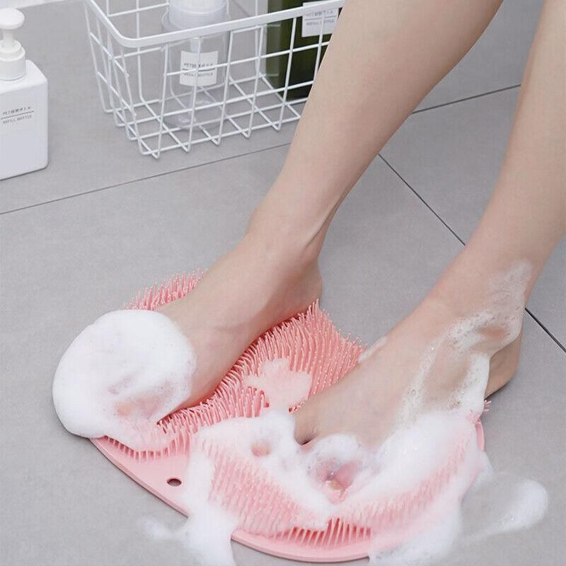 Foot Back Body Scrubber Massager Pad Shower Bath Exfoliating Brush Cleaning Mat - Dark Grey