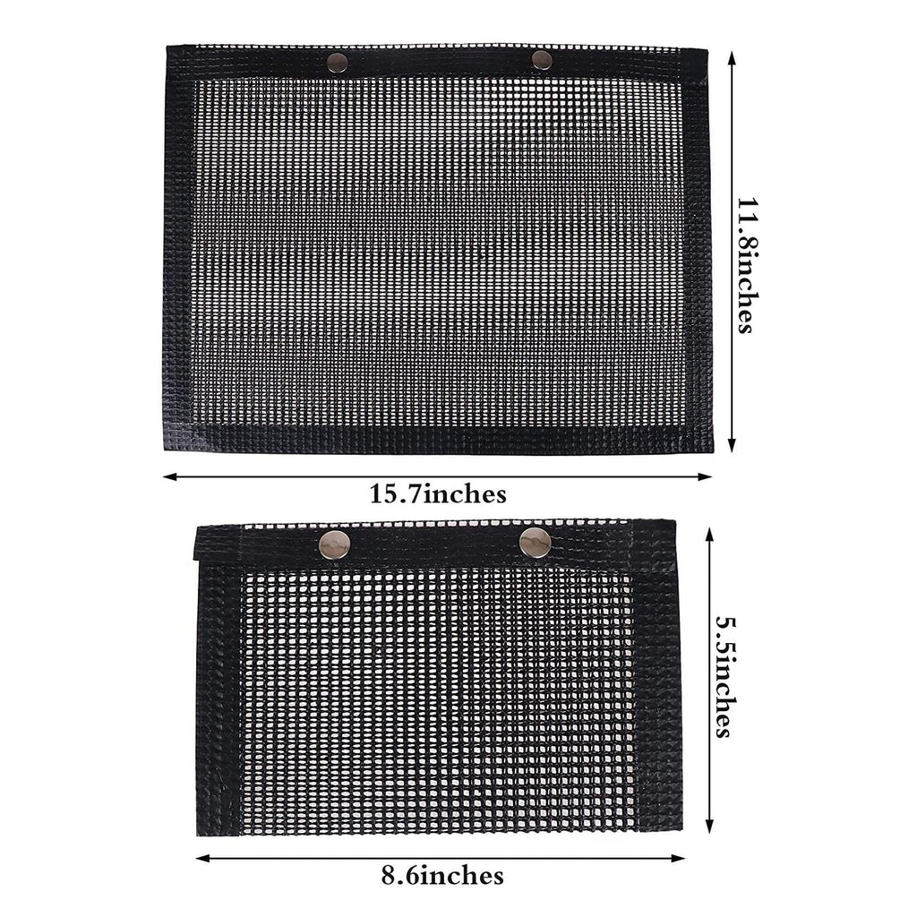 24x14CM BBQ Grilling Mesh Reusable Bag Outdoor Camping Barbecue Grill Mats Cooking Pads - Black