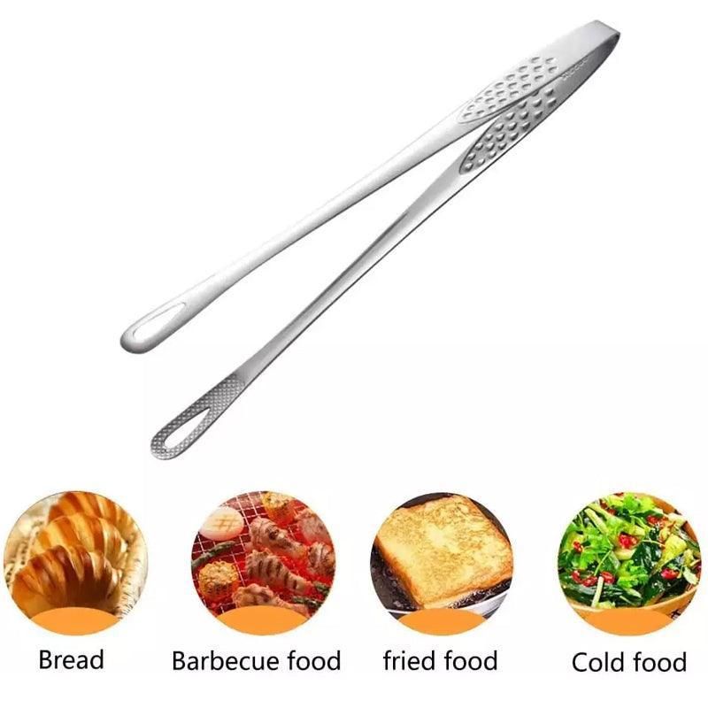 24/28Cm Stainless Steel Kitchen Grill Straight Tweezers Bbq Food Tongs Tools - 24CM