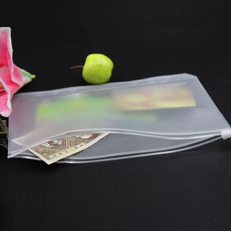 12X A5/A6/A7 Binder Pocket Zipper 6 Holes Pvc Document Filling Bags Clear Kit - A6(17*11CM)