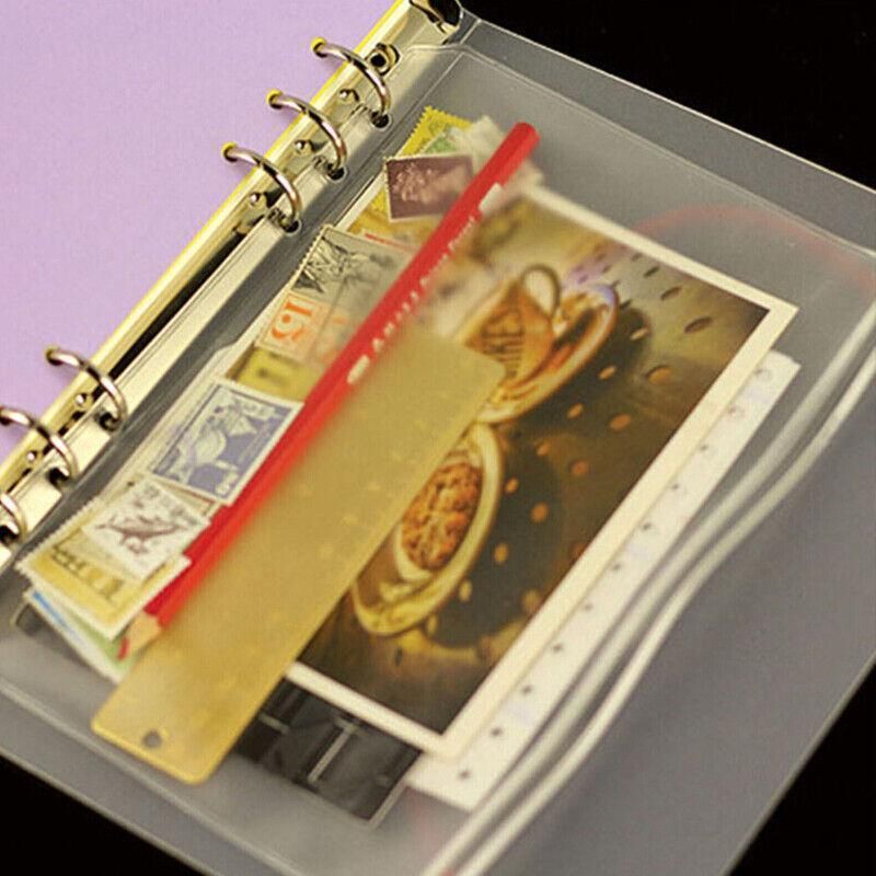 12X A5/A6/A7 Binder Pocket Zipper 6 Holes Pvc Document Filling Bags Clear Kit - A6(17*11CM)