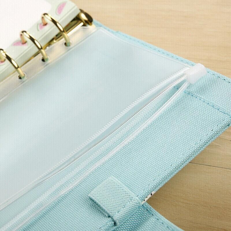 12X A5/A6/A7 Binder Pocket Zipper 6 Holes Pvc Document Filling Bags Clear Kit - A6(17*11CM)