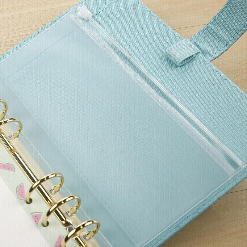 12X A5/A6/A7 Binder Pocket Zipper 6 Holes Pvc Document Filling Bags Clear Kit - A6(17*11CM)