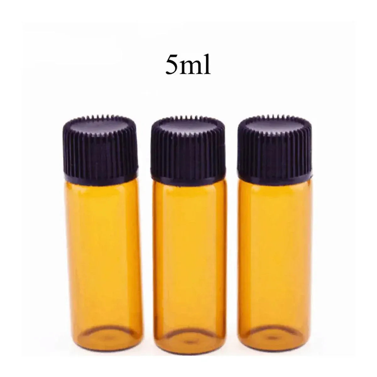 5pcs 2ml-5ml Amber Glass Orifice Reducer Bottles Sample Vial Dram Essential Oils - 2ml