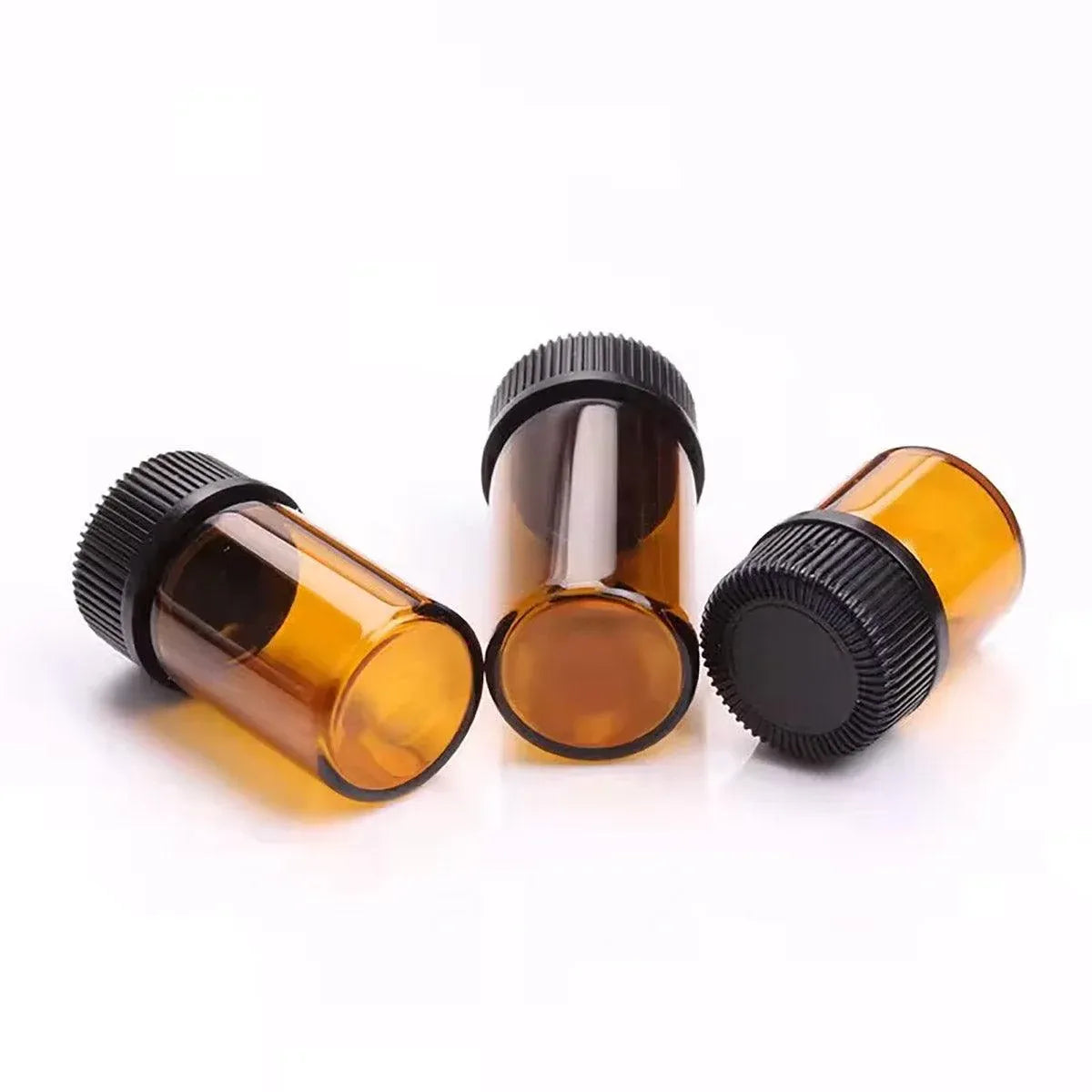 5pcs 2ml-5ml Amber Glass Orifice Reducer Bottles Sample Vial Dram Essential Oils - 2ml
