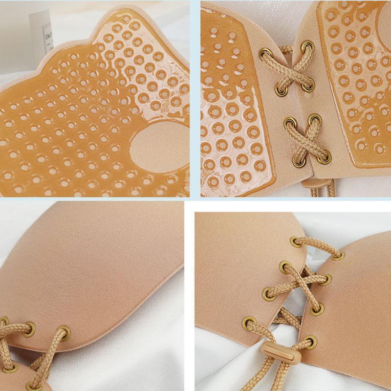 Strapless Backless Invisible Bra Push Up Stick On Silicone Lingerie Adjustable Nude - C