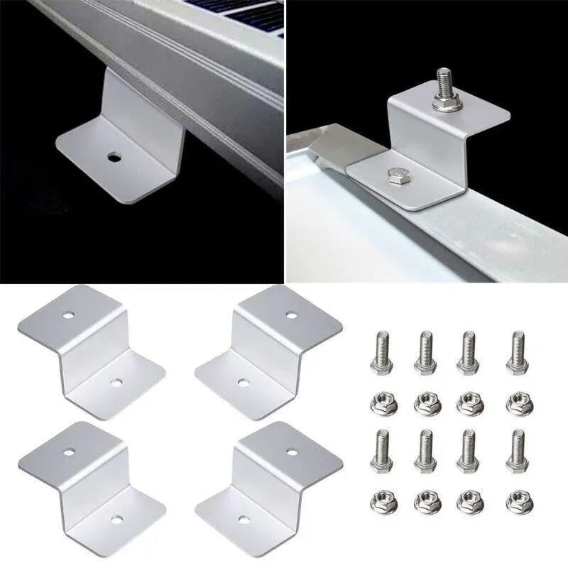 4 Pcs Solar Panel Z-Bracket  Mounting Flat Roof Yacht Rv Mount Aluminum Kit Au