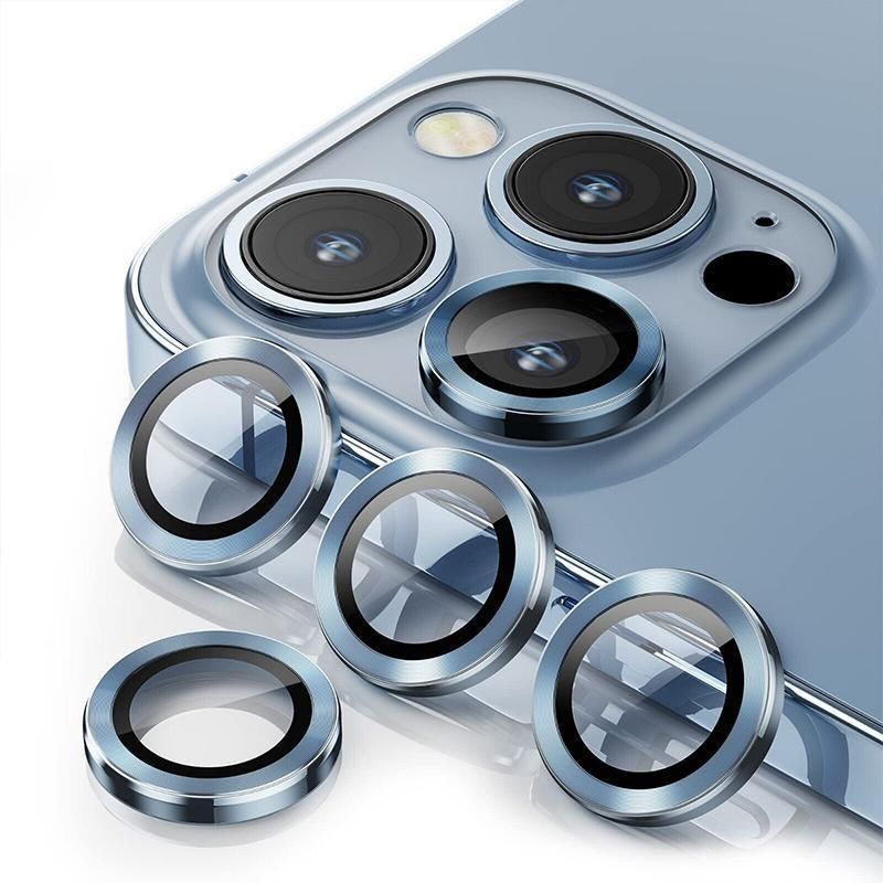 For iPhone 14/14 Plus Metal Camera Lens Glass Screen Protector - Black