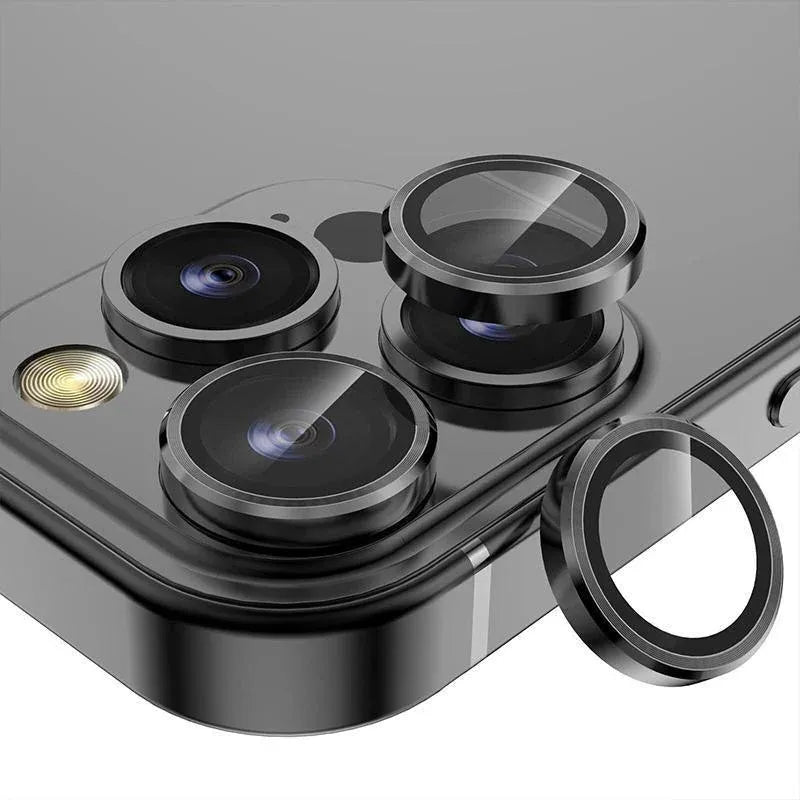 For iPhone 14/14 Plus Metal Camera Lens Glass Screen Protector - Black