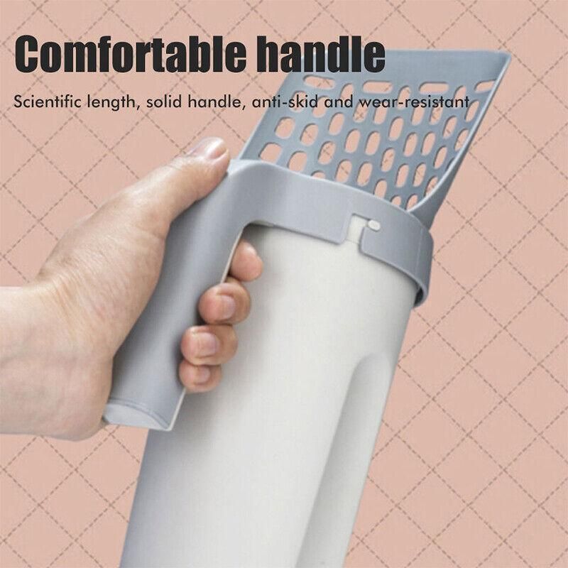 Cat Litter Scoop Integrated Detachable Shovel Holder Poop Pet Sifter Cleaning - 2 Roll Garbage Bags